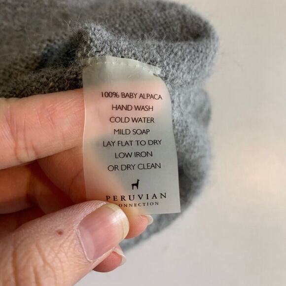 Peruvian Connection Sweater Womens L Large Gray Soft Alpaca Half Button *READ - Picture 12 of 16